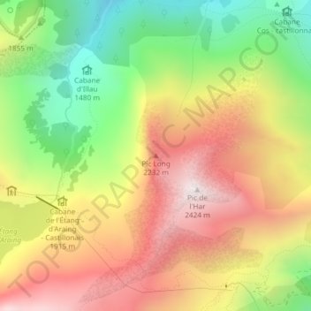 Pic Long地形图、海拔、地势