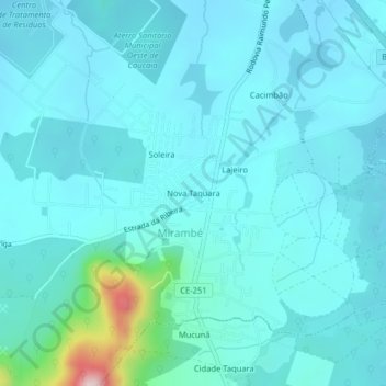 Nova Taquara地形图、海拔、地势