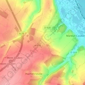 Villers sur Mareuil地形图、海拔、地势