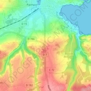 La Lande Blanche地形图、海拔、地势
