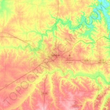 Sedalia地形图、海拔、地势