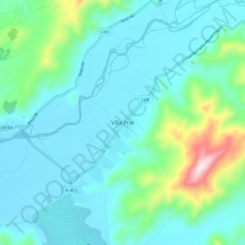Villa Prat地形图、海拔、地势