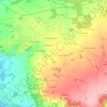 Le Bas Vilaine地形图、海拔、地势