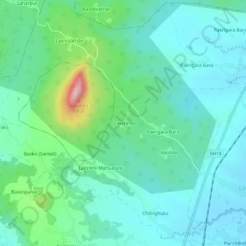 Lakshmi地形图、海拔、地势