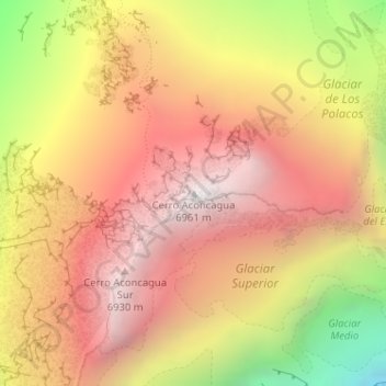 Aconcagua地形图、海拔、地势