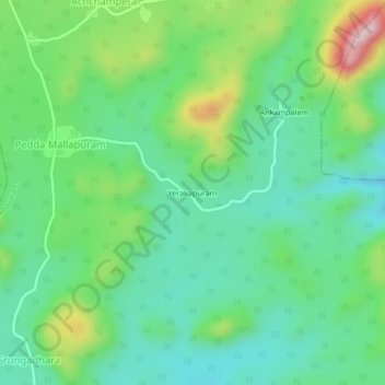 Yerakapuram地形图、海拔、地势