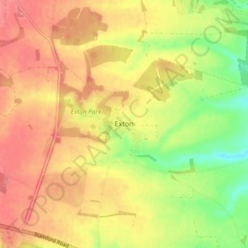 Exton地形图、海拔、地势