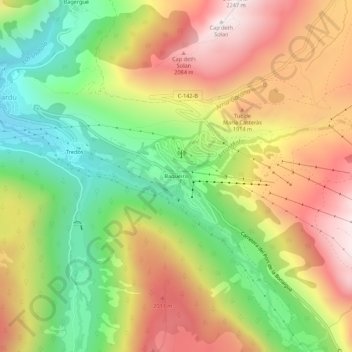 Baqueira地形图、海拔、地势