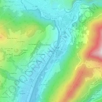 La Filatière地形图、海拔、地势