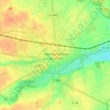 Place de la Madeleine地形图、海拔、地势