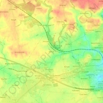 Kerbras地形图、海拔、地势