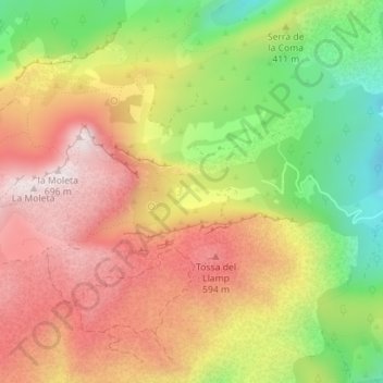 Lassarell地形图、海拔、地势