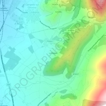 La Piaggia地形图、海拔、地势