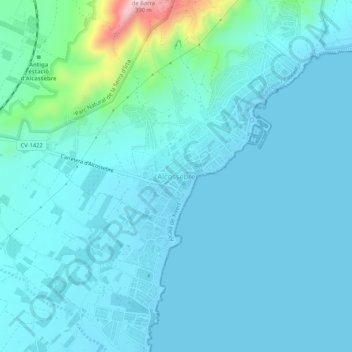 Alcocéber地形图、海拔、地势