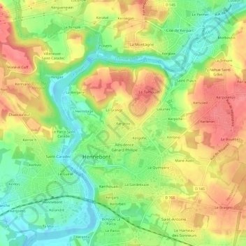 Kergroix地形图、海拔、地势