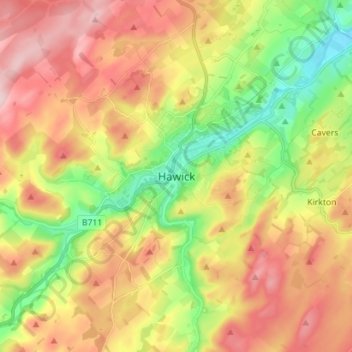 Hawick地形图、海拔、地势