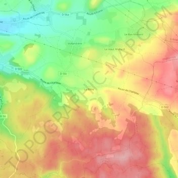 La Bâtie地形图、海拔、地势