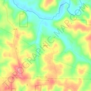 Bacon地形图、海拔、地势