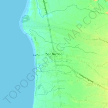San Narciso地形图、海拔、地势