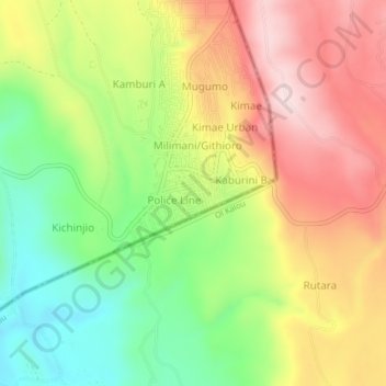 Juakali地形图、海拔、地势