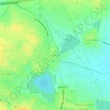 Vellanur地形图、海拔、地势