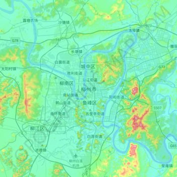 柳州市地形图、海拔、地势