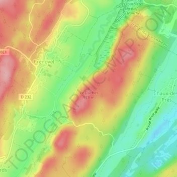 Le Duchet地形图、海拔、地势