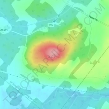 Mont Proulx地形图、海拔、地势
