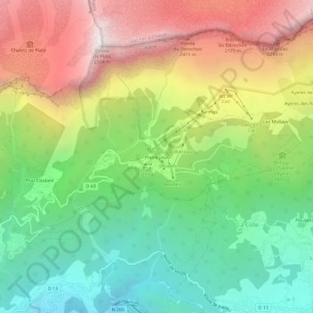 Plaine Joux地形图、海拔、地势