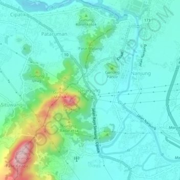 Jelegong地形图、海拔、地势