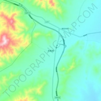 大板镇地形图、海拔、地势