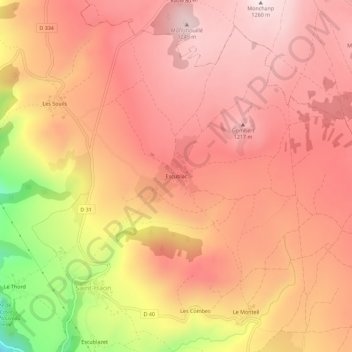 Escublac地形图、海拔、地势