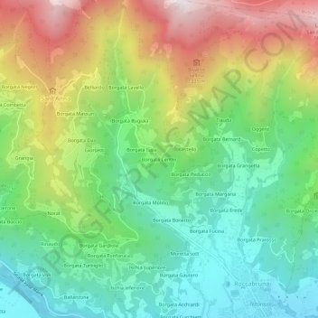 Borgata Centro地形图、海拔、地势