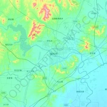 锦州市地形图、海拔、地势