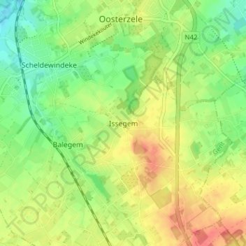 Issegem地形图、海拔、地势