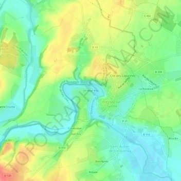 Le Haut Ary地形图、海拔、地势