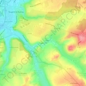 Chappe Châtre地形图、海拔、地势