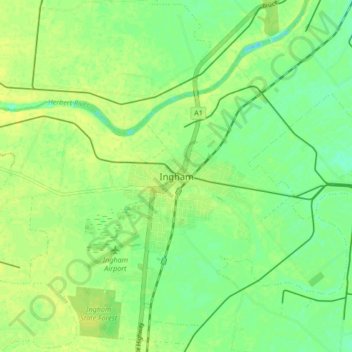 Ingham地形图、海拔、地势