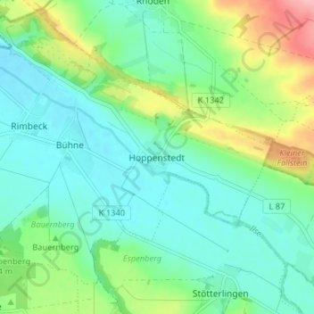 Hoppenstedt地形图、海拔、地势