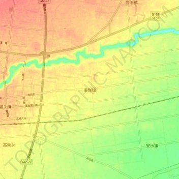 渠岸镇地形图、海拔、地势