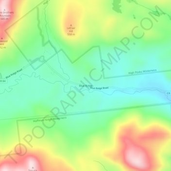Blue Ridge地形图、海拔、地势