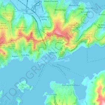 Lyttelton地形图、海拔、地势