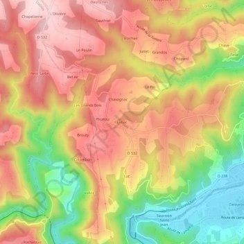 Lubac地形图、海拔、地势