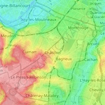 Châtillon地形图、海拔、地势