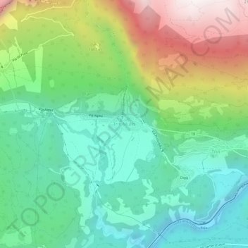 Trin Mulin地形图、海拔、地势