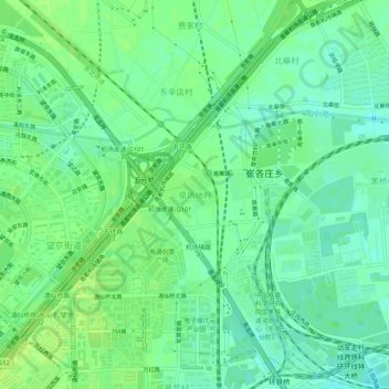 草场地村地形图、海拔、地势
