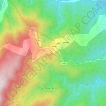 Pianellu地形图、海拔、地势