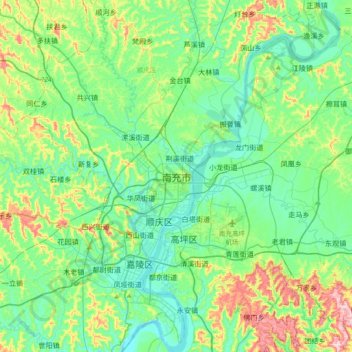 南充市地形图、海拔、地势