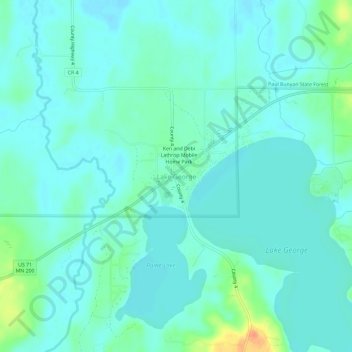 Lake George地形图、海拔、地势