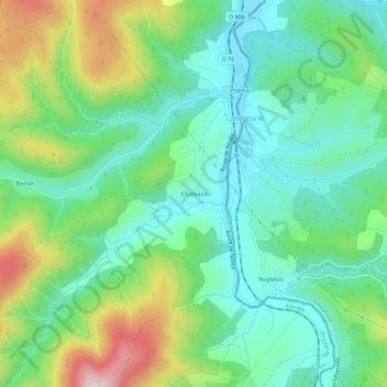 Chaniaux地形图、海拔、地势